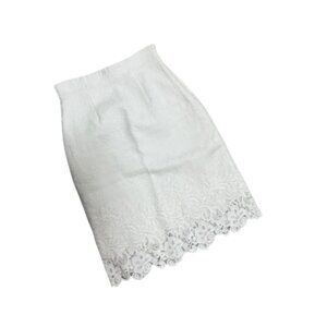 Rebecca Taylor White Lace Matelassé Pencil Skirt – Size 2